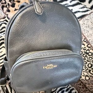 Coach Black Leather Mini Court Backpack